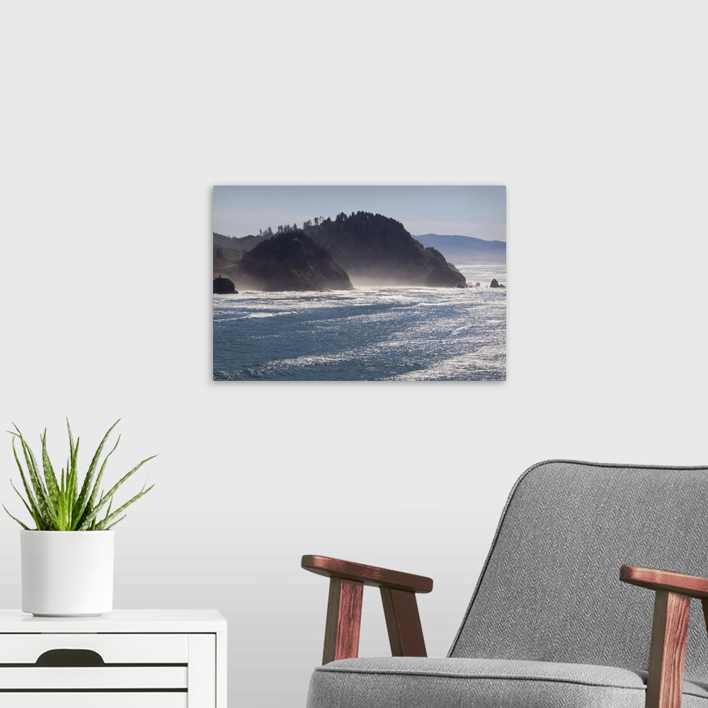 A modern room featuring USA, Oregon coastline