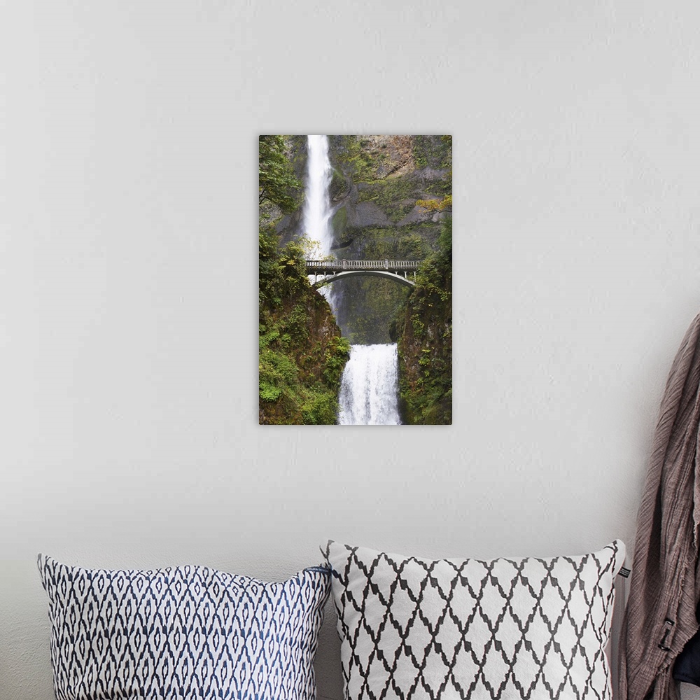 A bohemian room featuring Multnomah Falls and bridge, outside Portland, Oregon, USA