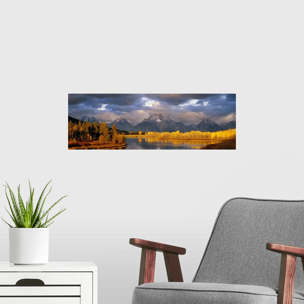A modern room featuring USA, Wyoming, Grand Teton National Park scenic