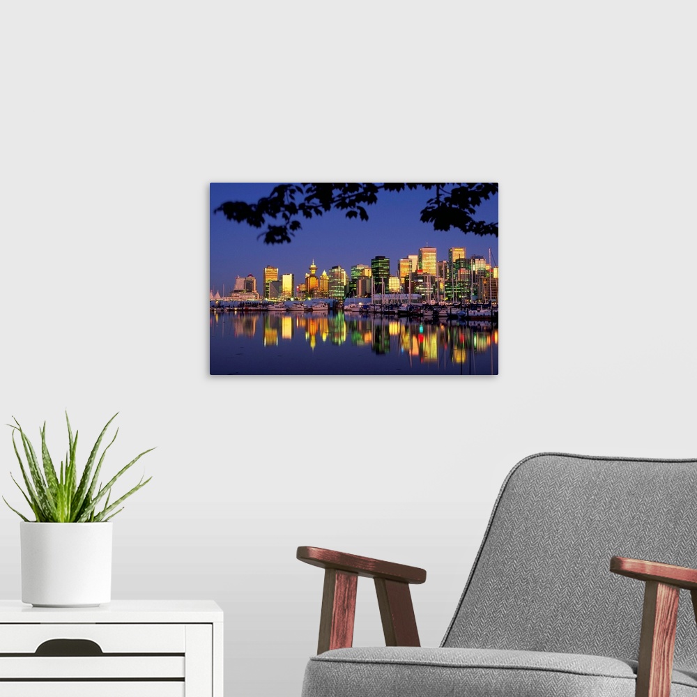 A modern room featuring Vancouver And Lost Lagoon At Night
