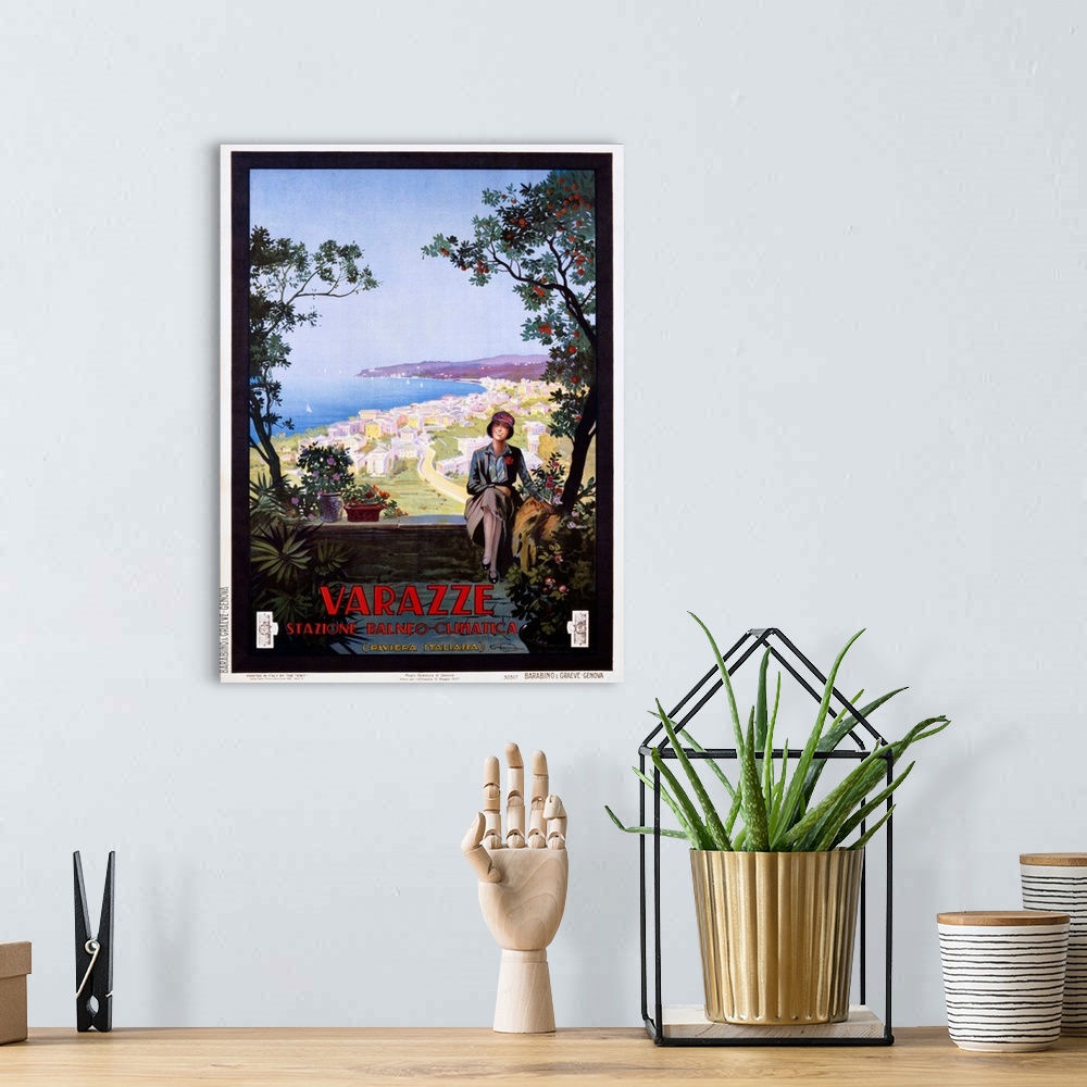 A bohemian room featuring Varazze Italian Travel Poster