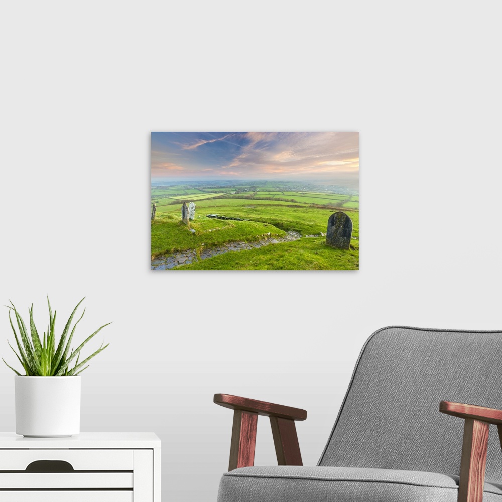 A modern room featuring View from Brent Tor on edge of Dartmoor National Park,Devon, England.