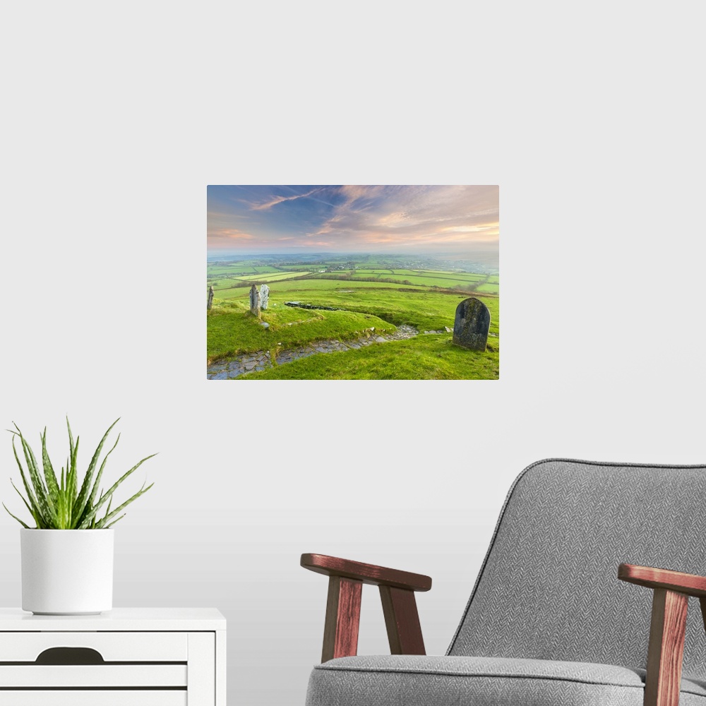 A modern room featuring View from Brent Tor on edge of Dartmoor National Park,Devon, England.