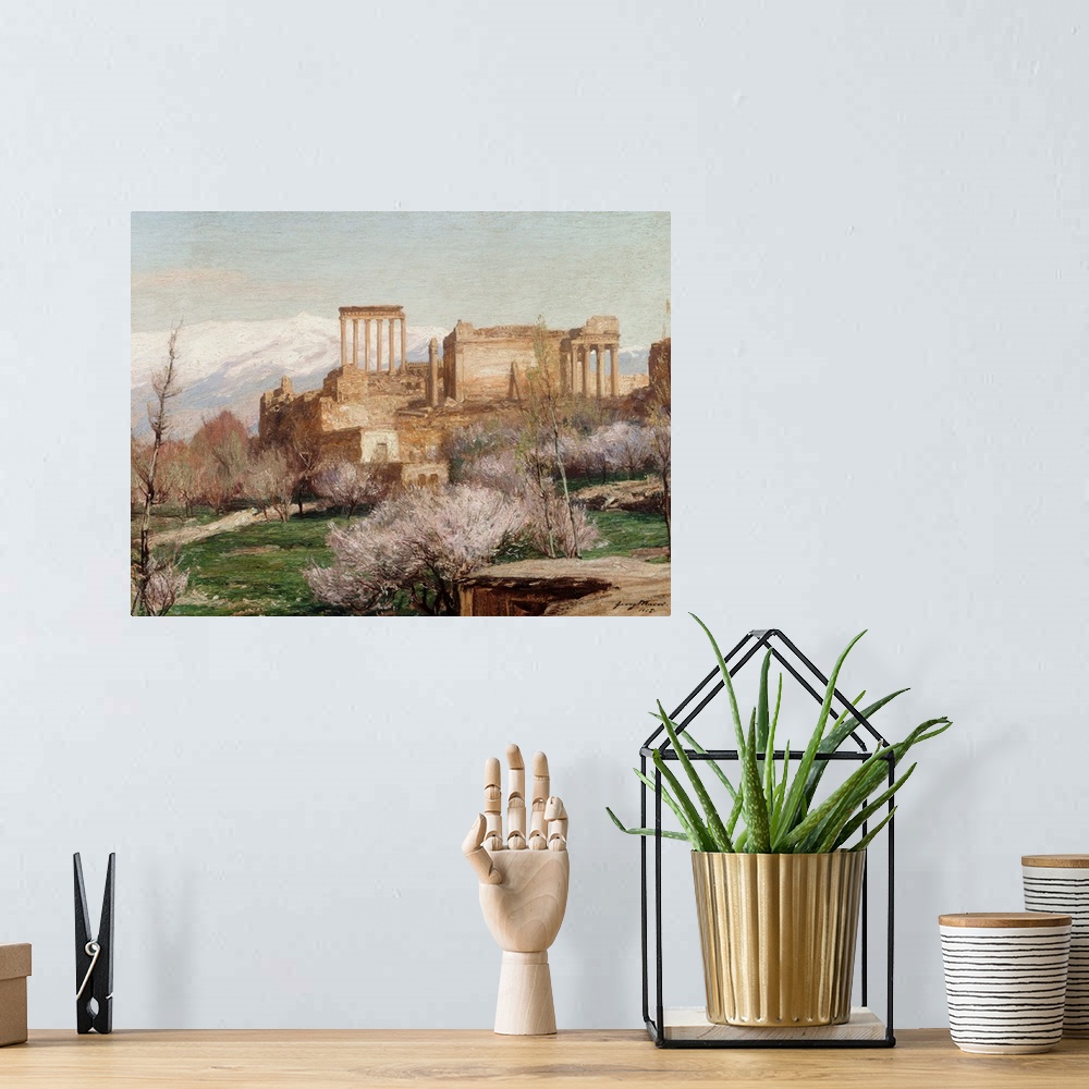 A bohemian room featuring View of Baalbek, Lebanon by George Macco