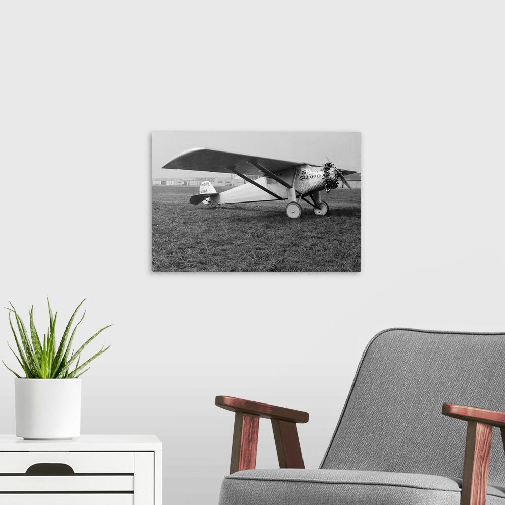 A modern room featuring View of Charles Lindbergh's Airplane, The Spirit of St. Louis