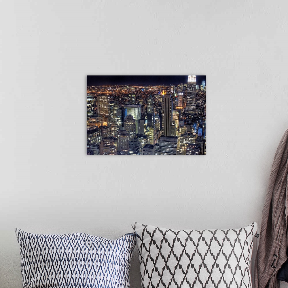 A bohemian room featuring View of cityscape, New York, US.
