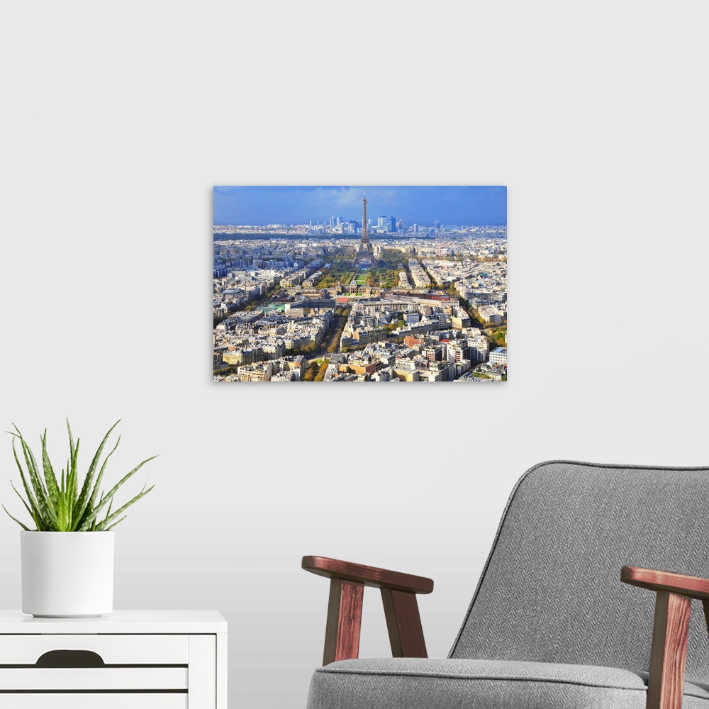 A modern room featuring View of Paris with Eiffel Tower and La Defence