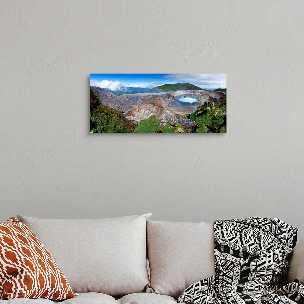 A bohemian room featuring View of Poas Volcano against cloudy sky in Poas, Alajuela.