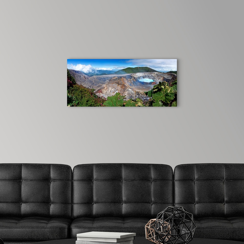 A modern room featuring View of Poas Volcano against cloudy sky in Poas, Alajuela.