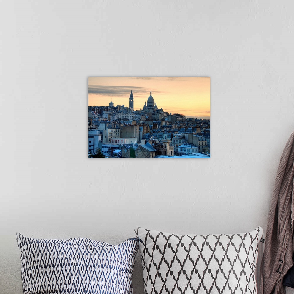 A bohemian room featuring View of Sacre Coeur and Montmatre in Paris at sunrise
