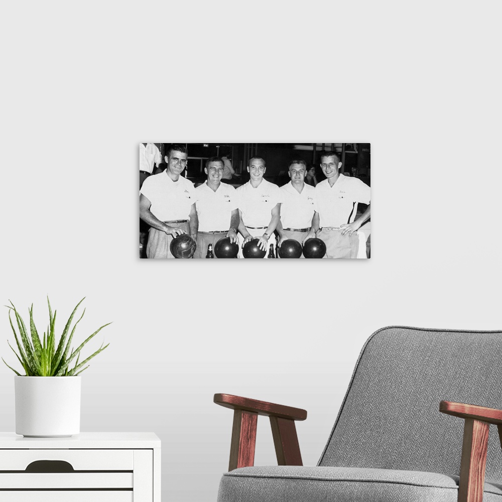 A modern room featuring Vintage bowling team