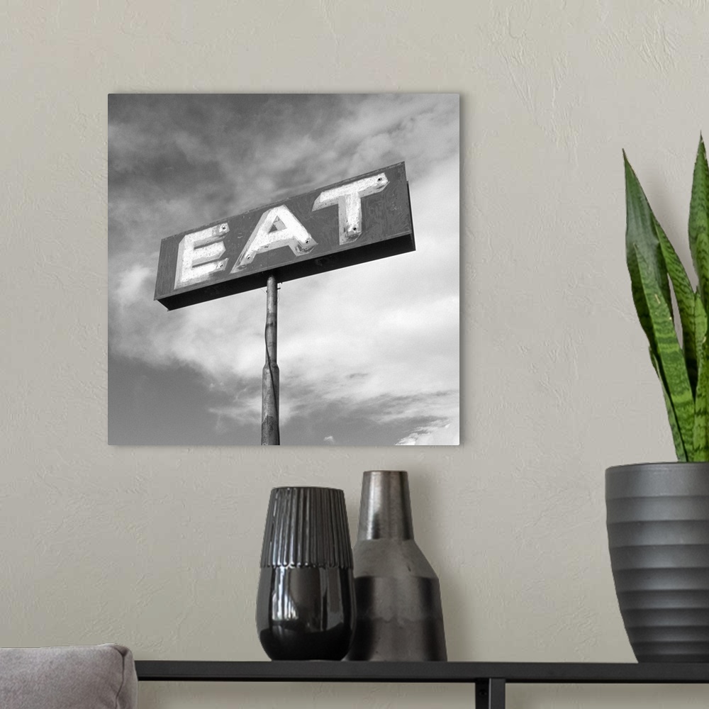 A modern room featuring Vintage "Eat" Restaurant Sign --- Image by .. Aaron Horowitz/CORBIS