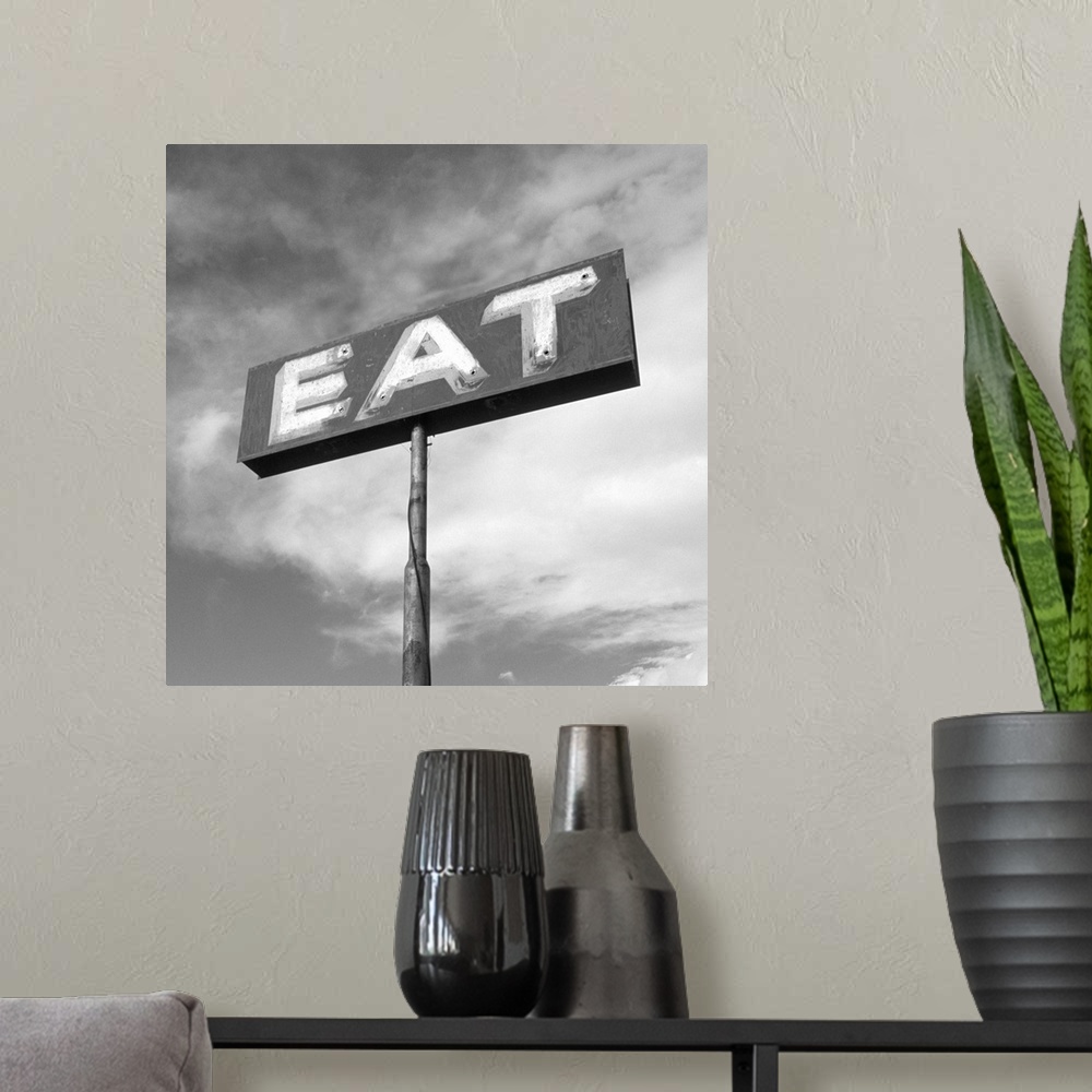 A modern room featuring Vintage "Eat" Restaurant Sign --- Image by .. Aaron Horowitz/CORBIS