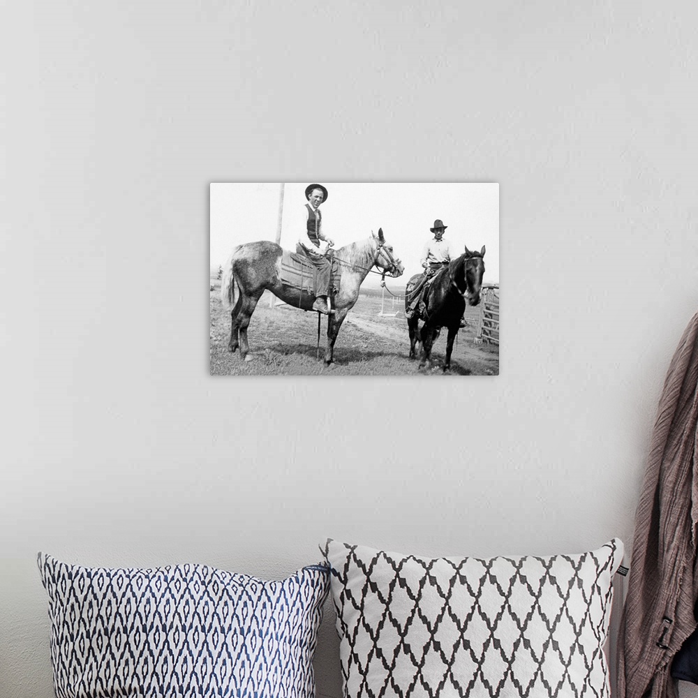 A bohemian room featuring Vintage image of men on horseback