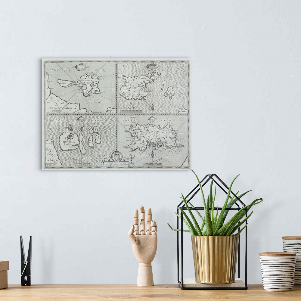 A bohemian room featuring Vintage map of the British isles
