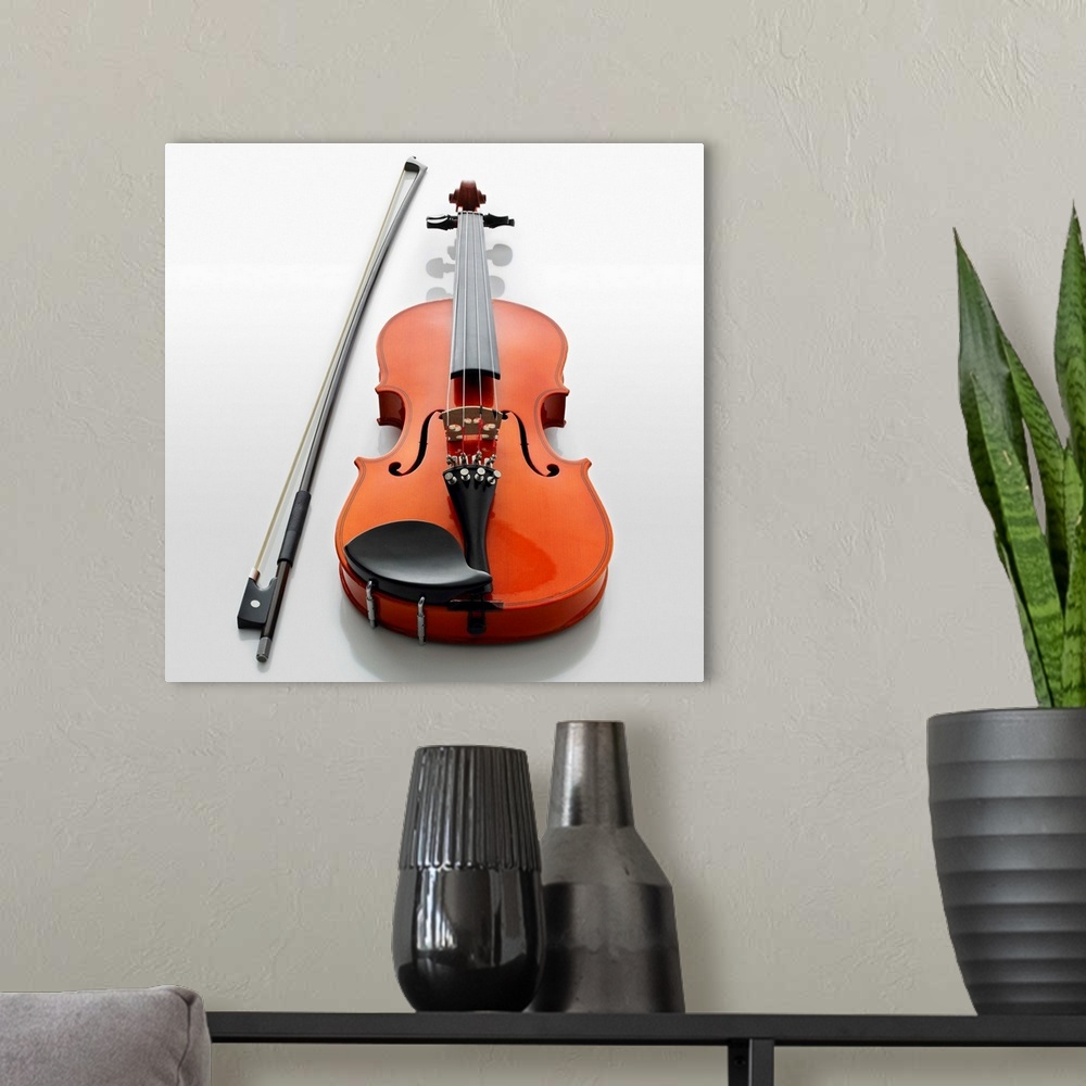 A modern room featuring Violin And Bow