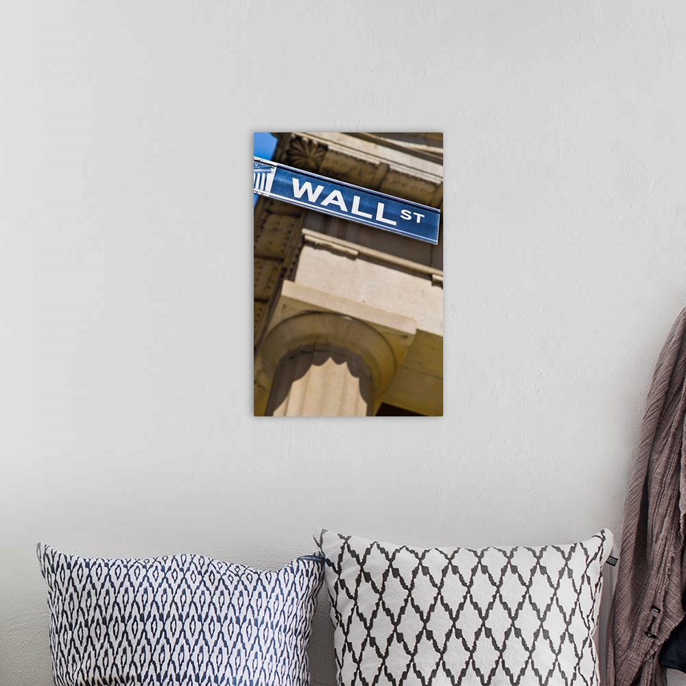 A bohemian room featuring Wall Street sign