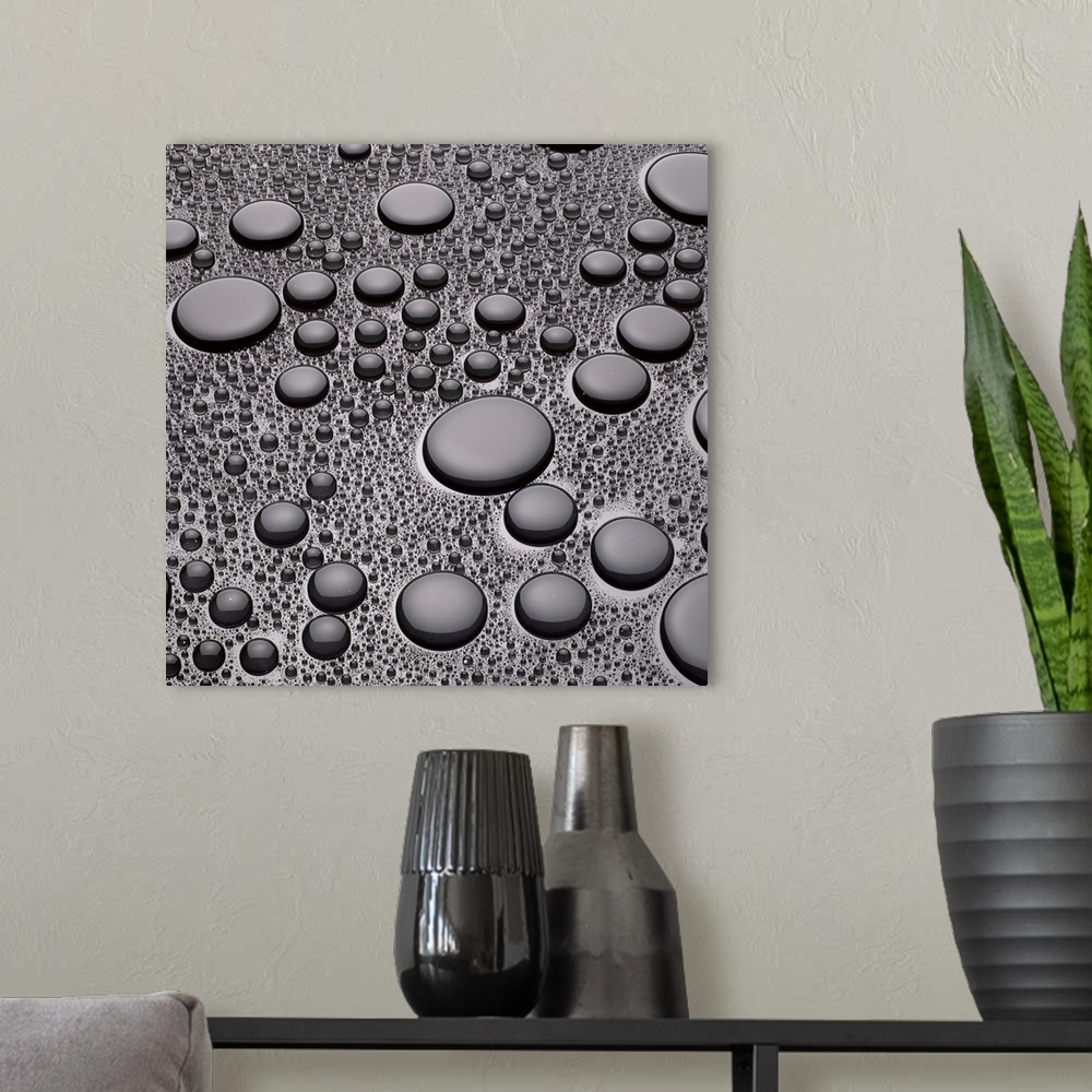 A modern room featuring Water droplets on surface.