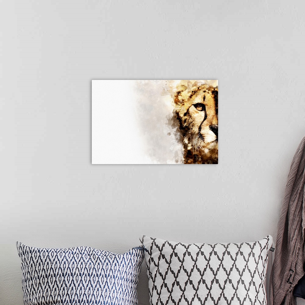 A bohemian room featuring Watercolor Cheetah