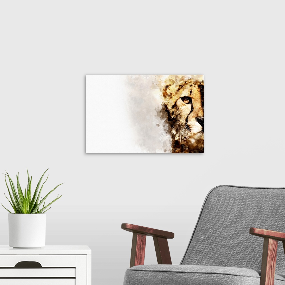 A modern room featuring Watercolor Cheetah