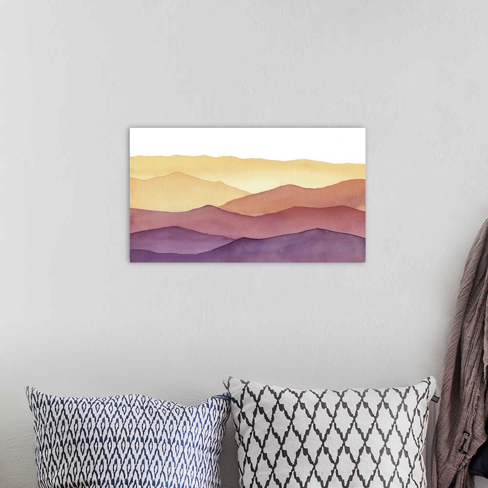 A bohemian room featuring Watercolor Mountains