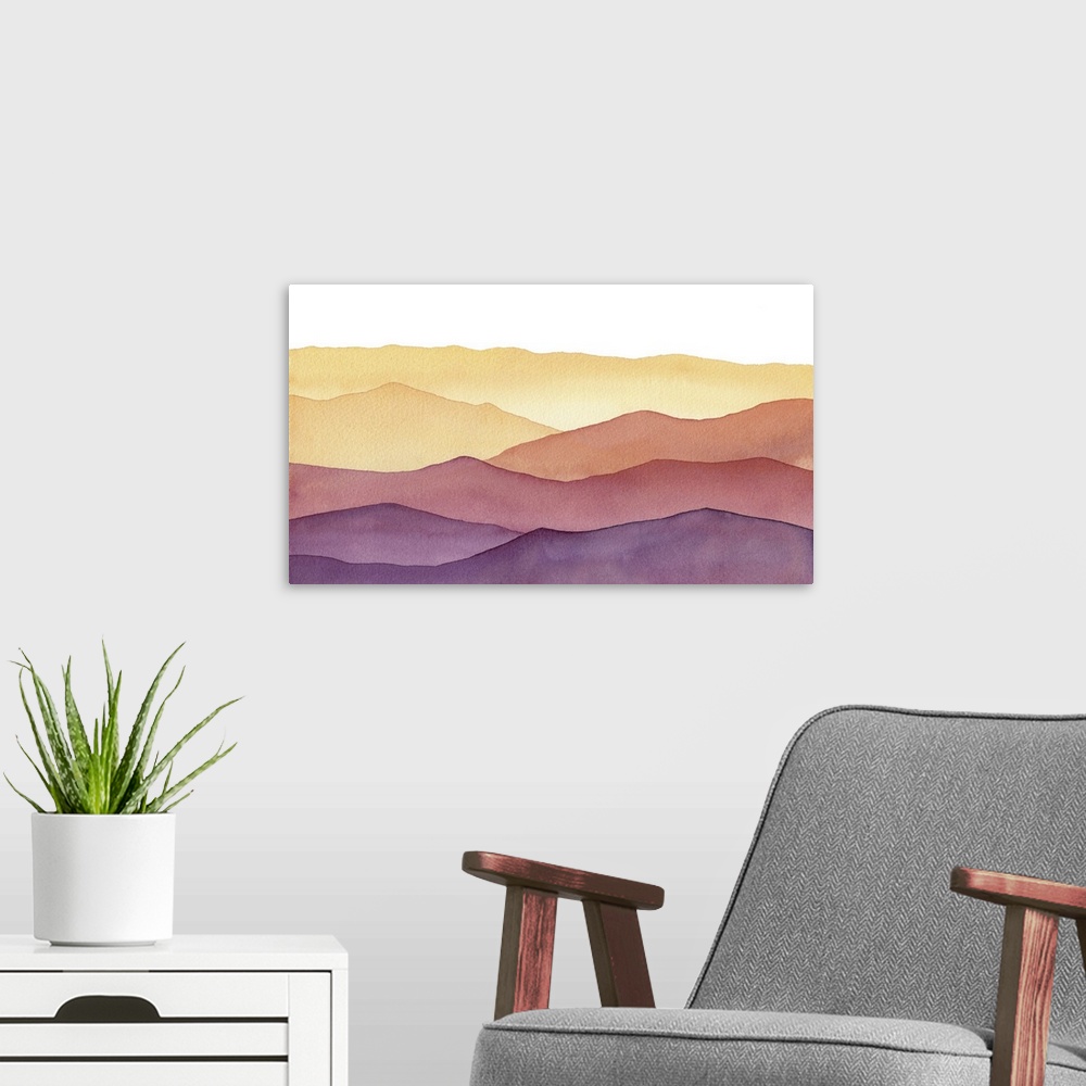 A modern room featuring Watercolor Mountains