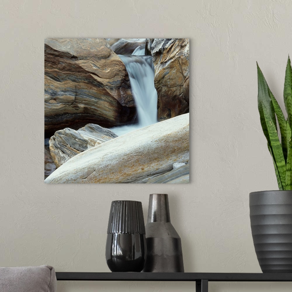 A modern room featuring Waterfall In Verzasca Valley