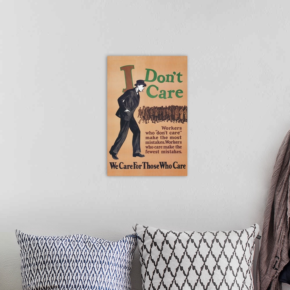 A bohemian room featuring We Care for Those Who Care Workplace Propaganda