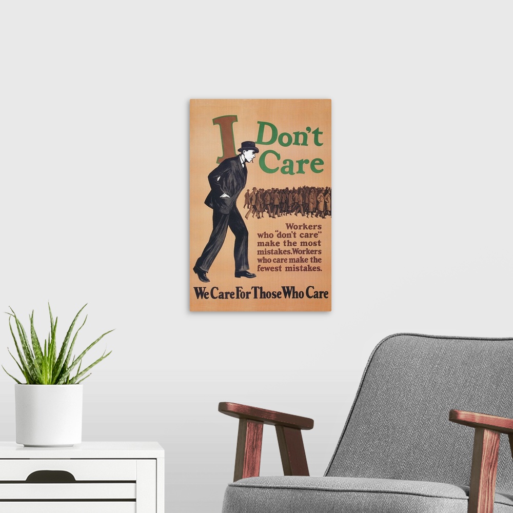 A modern room featuring We Care for Those Who Care Workplace Propaganda