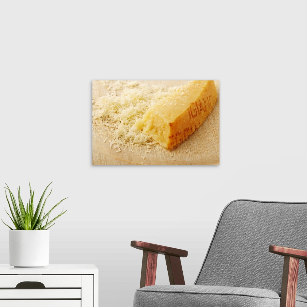 A modern room featuring Food, Food And Drink, Cheese, Parmesan, Grated, Wedge, Italian,