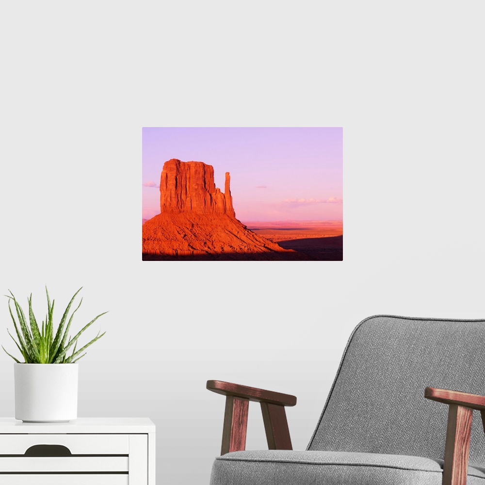 A modern room featuring West Mitten Butte In Monument Valley