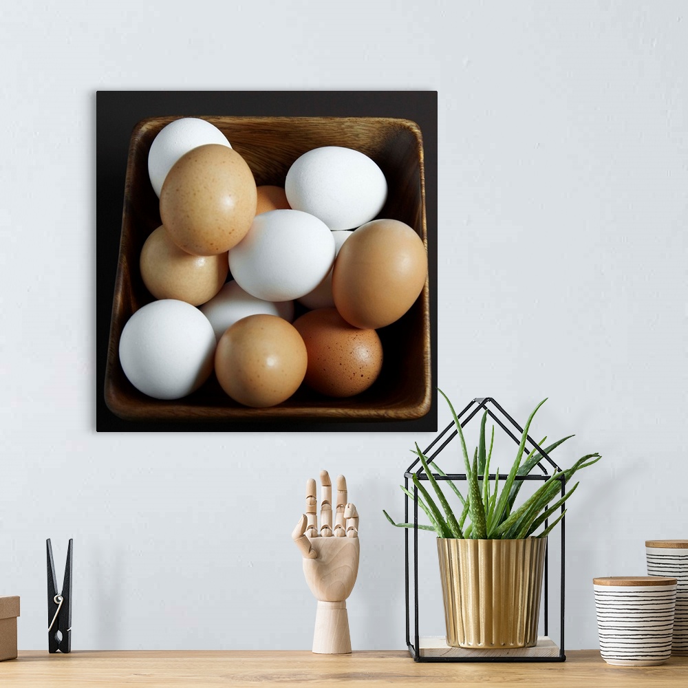 A bohemian room featuring White And Brown Eggs In Basket