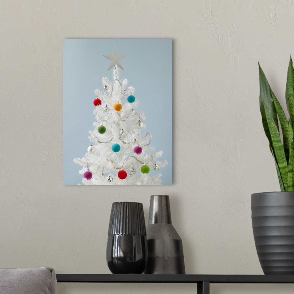 A modern room featuring White Christmas Tree