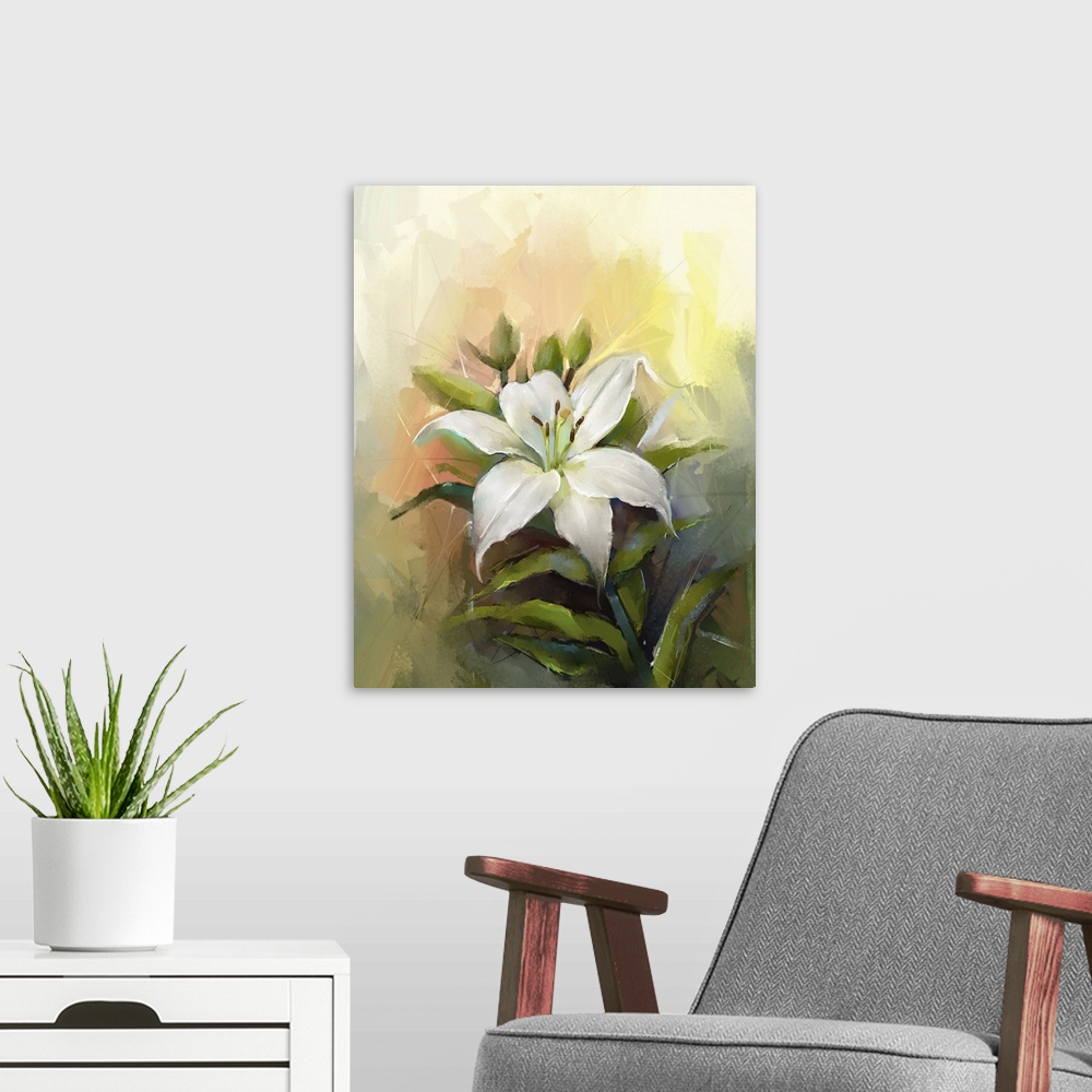 A modern room featuring White Lily Flower