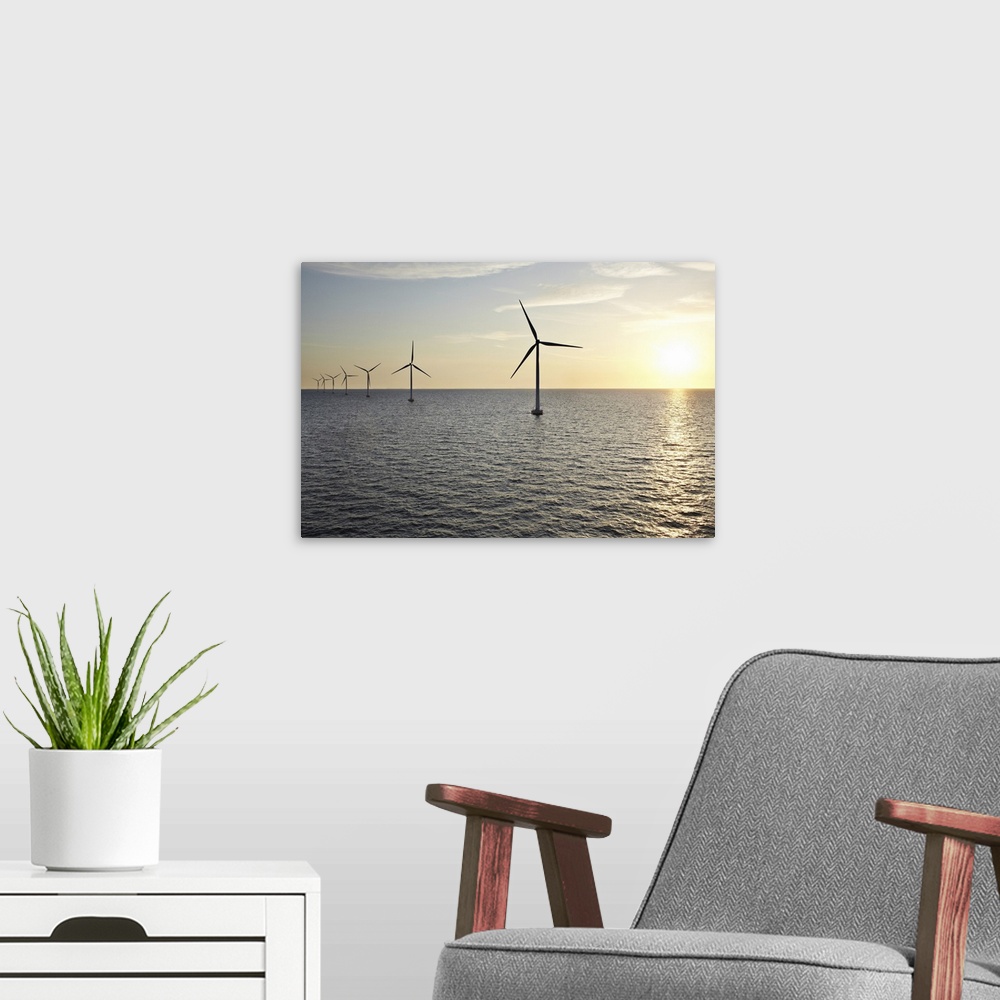 A modern room featuring Wind Turbines in the Sea
