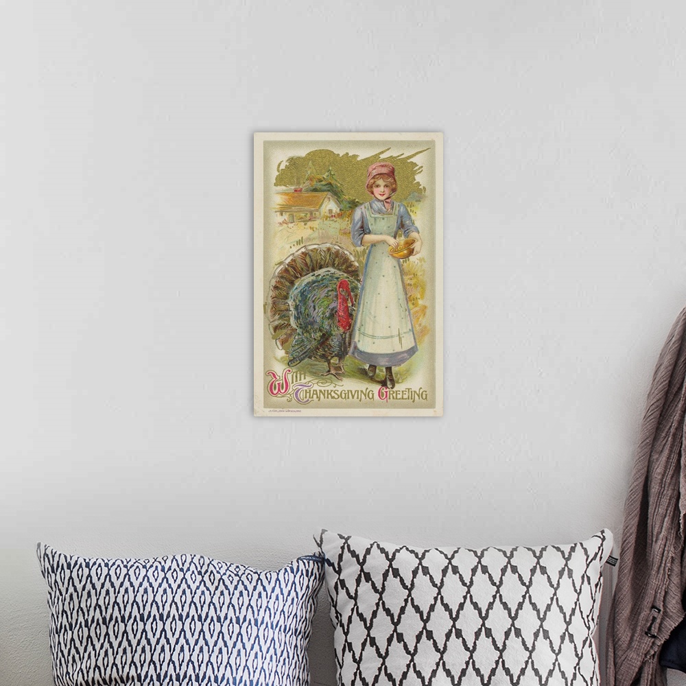 A bohemian room featuring With Thanksgiving Greeting Postcard