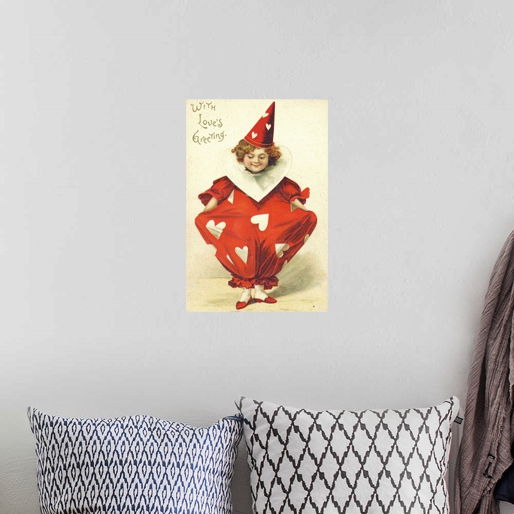 A bohemian room featuring With's Love's Greeting Valentine Postcard