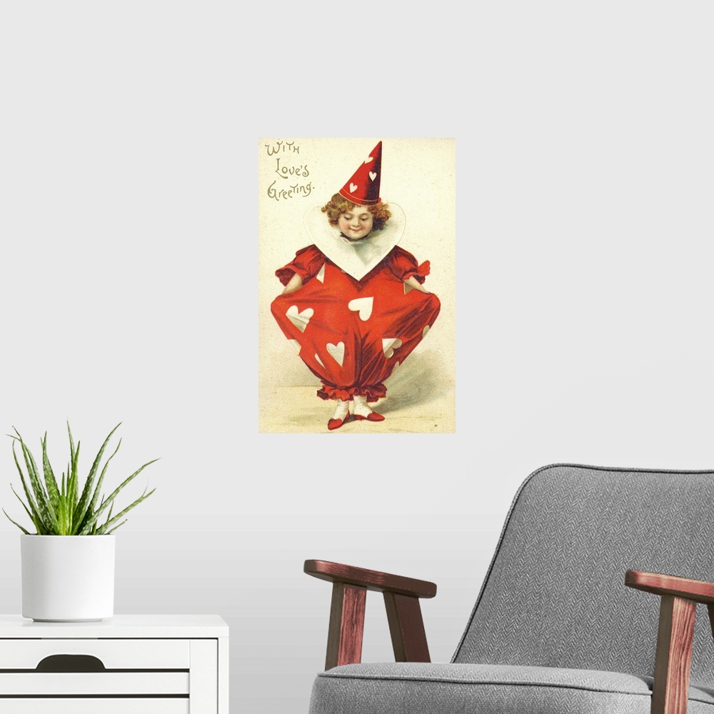 A modern room featuring With's Love's Greeting Valentine Postcard