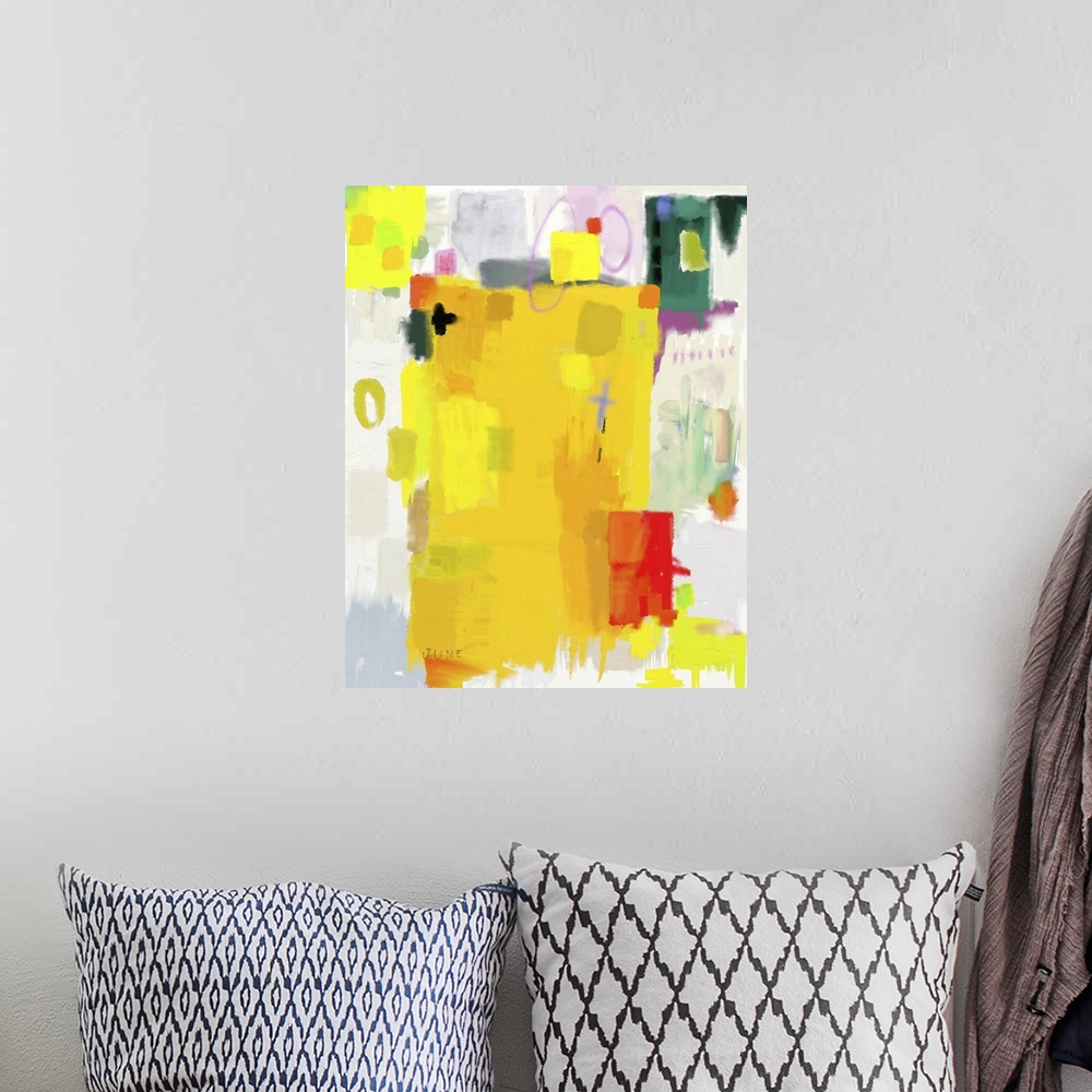 A bohemian room featuring Yellow Abstraction