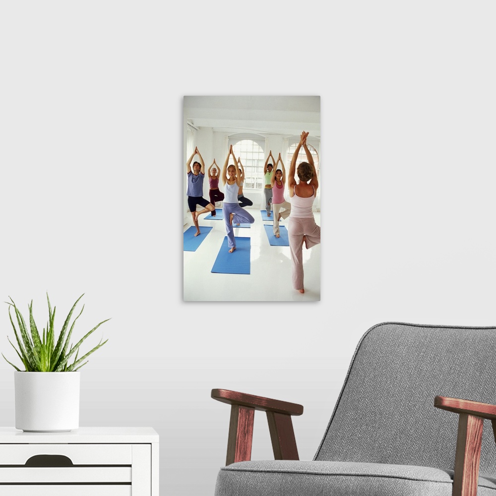 A modern room featuring Yoga class