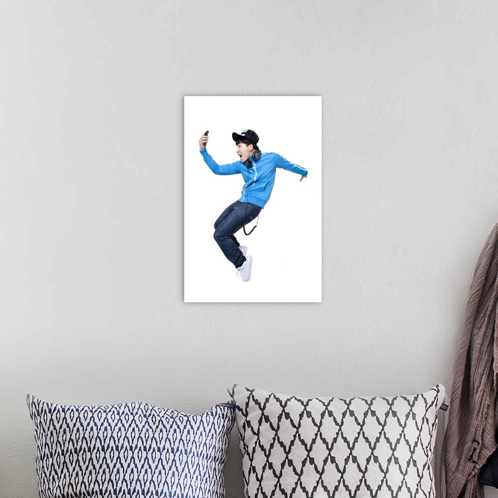 A bohemian room featuring Young Male hip hop dancer