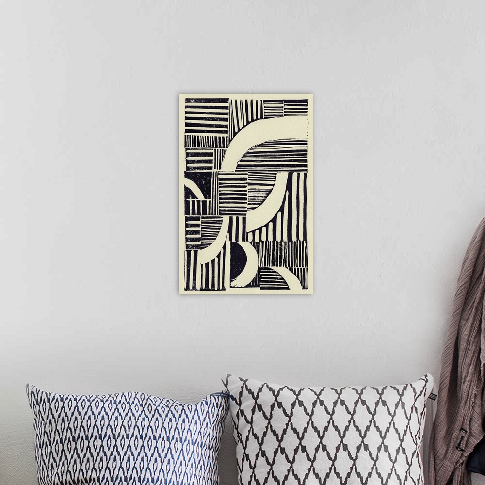 A bohemian room featuring Abstract Linocut C