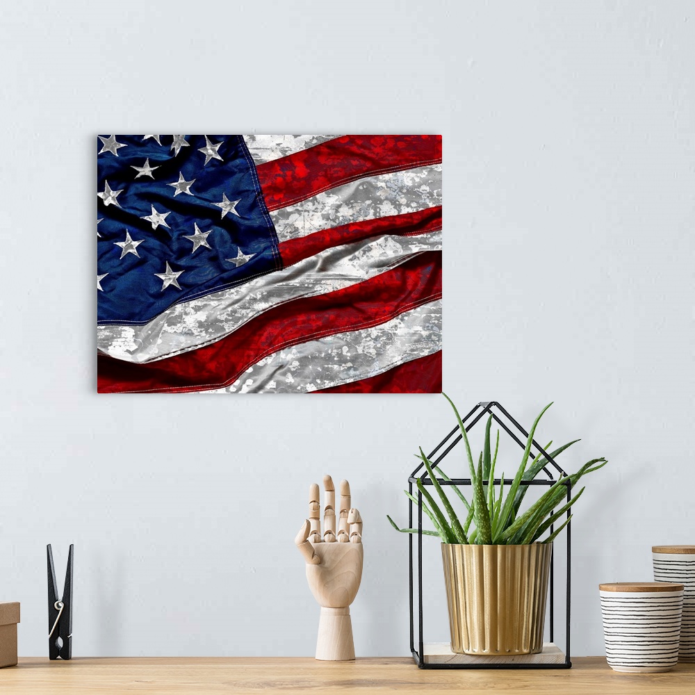 A bohemian room featuring American Flag Textured