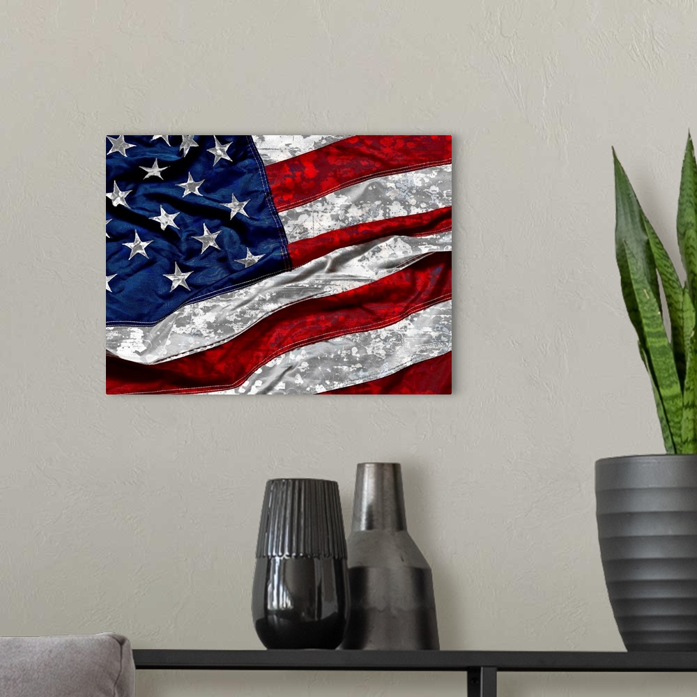A modern room featuring American Flag Textured