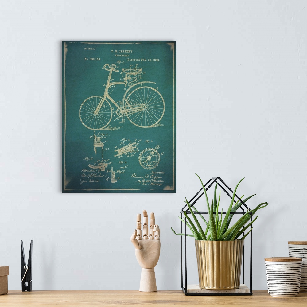 A bohemian room featuring Bicycle Patent II Blue