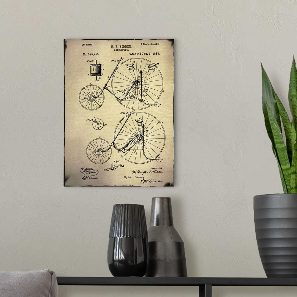 A modern room featuring Bicycle Patent III Buff