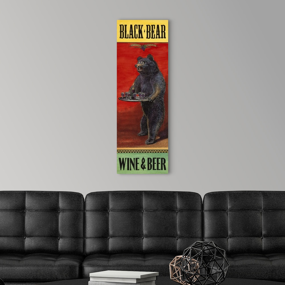 A modern room featuring Black Bear Wine