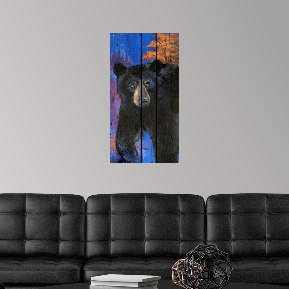 A modern room featuring Blue Bear