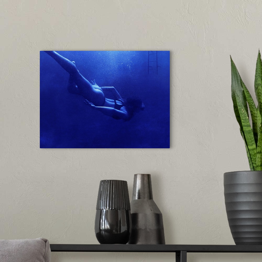 A modern room featuring Blue Swimmer 1