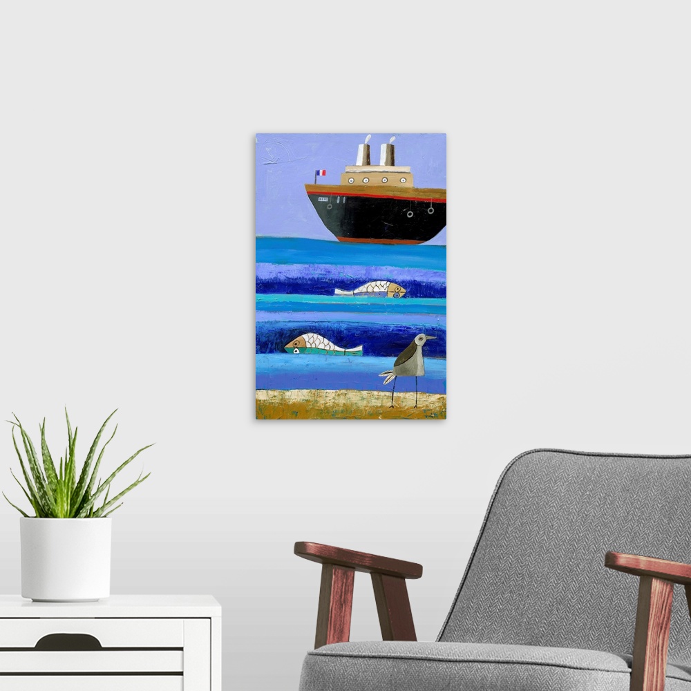 A modern room featuring Boat